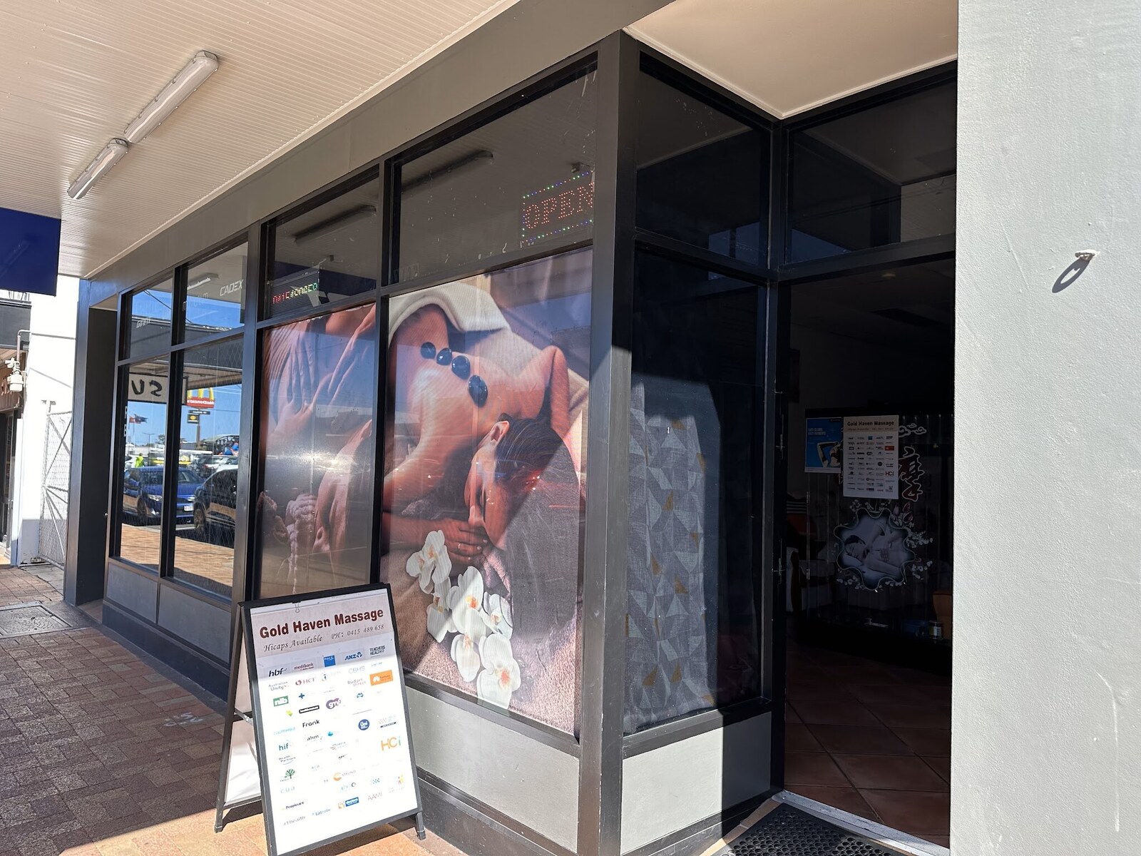 The entrance to Gold Haven Massage on Targo Street